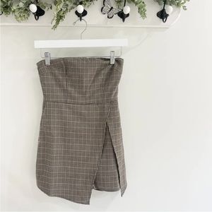 Princess Polly houndstooth strapless shorts romper